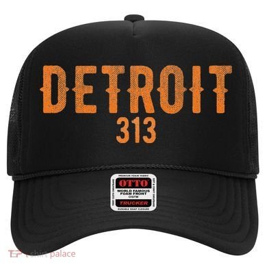 Design Detroit 313 Orange Text Apparel Hat