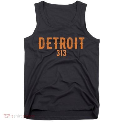 Design Detroit 313 Orange Text Apparel Tank Top