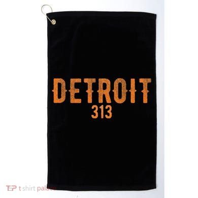 Design Detroit 313 Orange Text Apparel Golf Towel