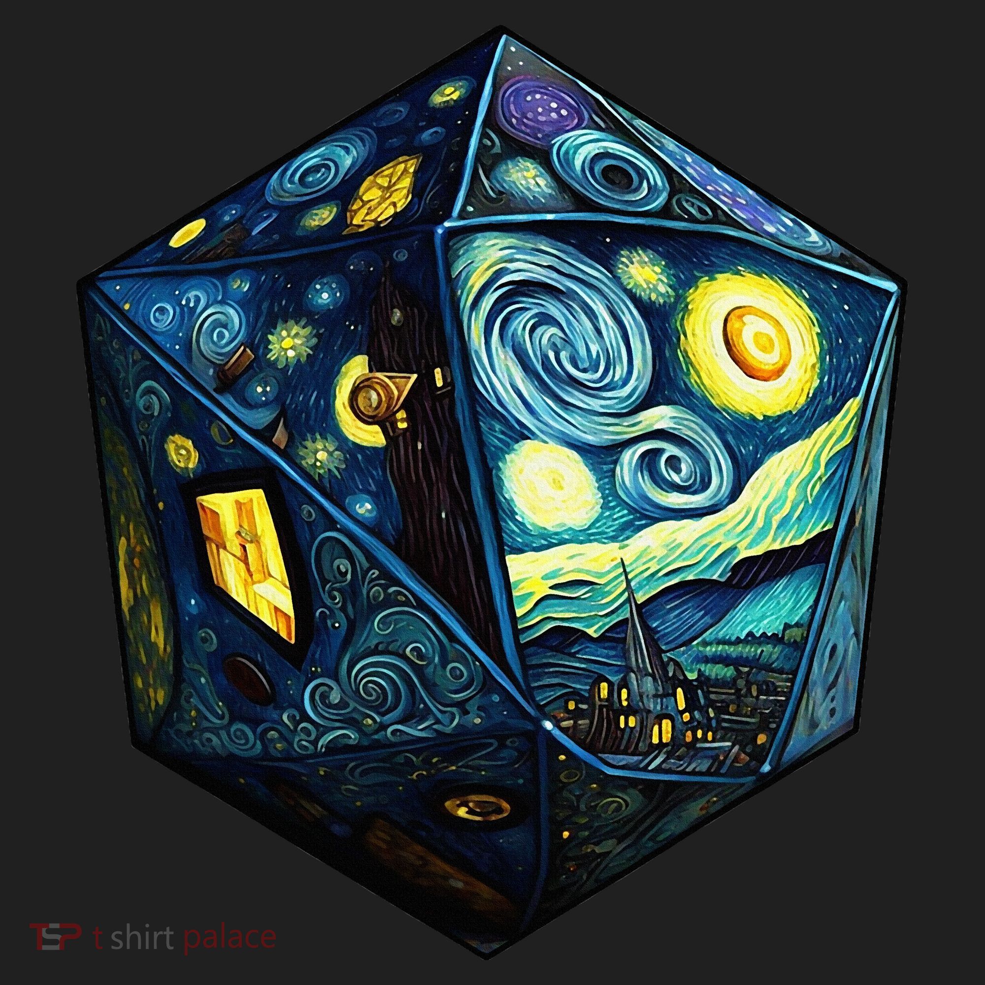 D20 Dice Art Van Gogh Starry Night Cool Realistic D20 Dice Women's Sweatshirt
