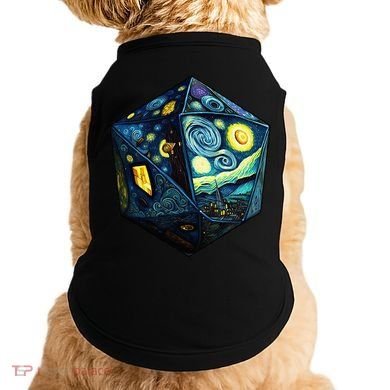 D20 Dice Art Van Gogh Starry Night Cool Realistic D20 Dice Doggie Tank