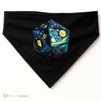 D20 Dice Art Van Gogh Starry Night Cool Realistic D20 Dice USA-Made Doggie Bandana