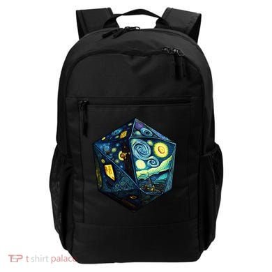 D20 Dice Art Van Gogh Starry Night Cool Realistic D20 Dice Backpack