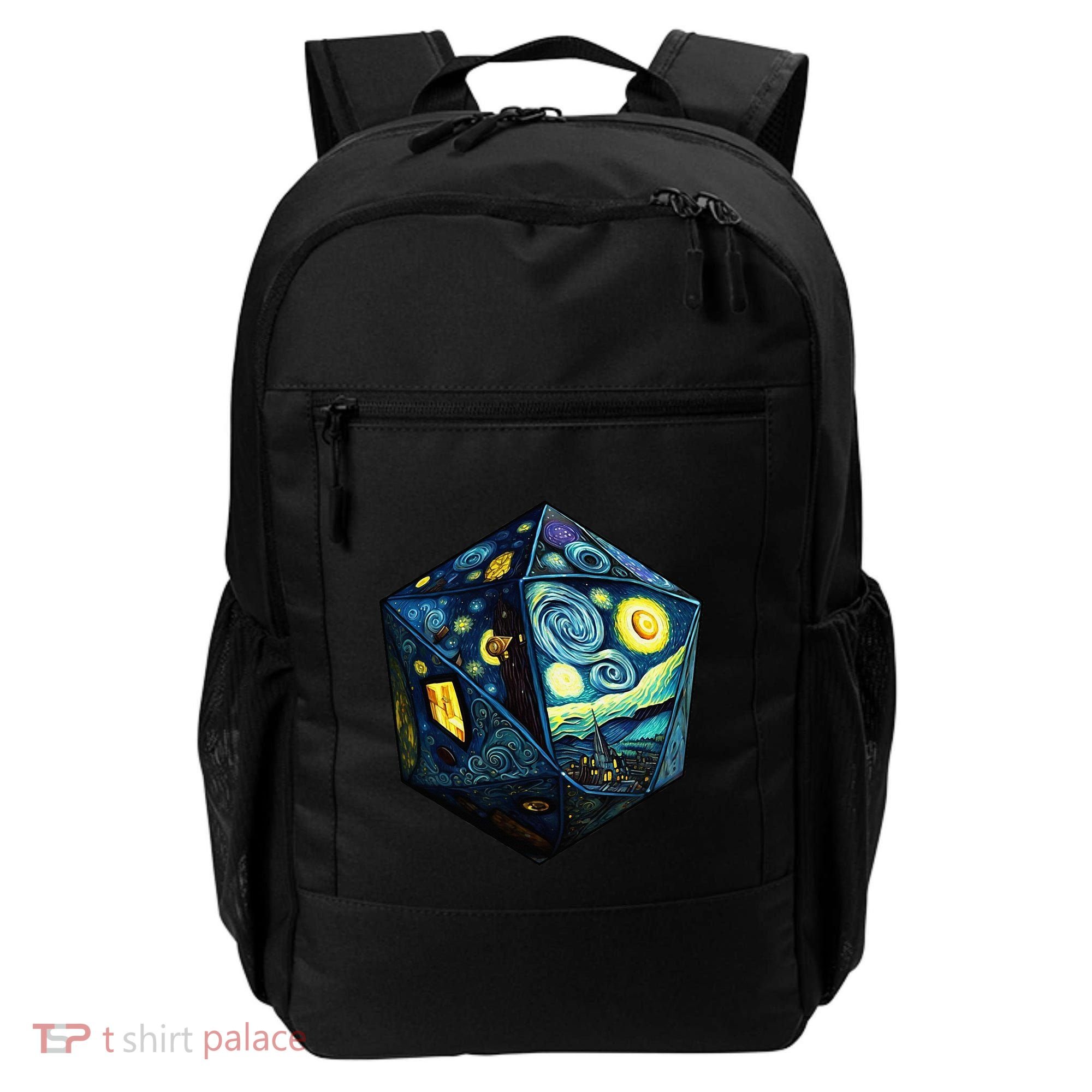 D20 Dice Art Van Gogh Starry Night Cool Realistic D20 Dice Backpack