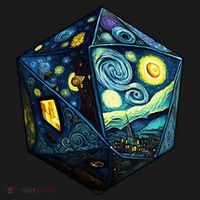 D20 Dice Art Van Gogh Starry Night Cool Realistic D20 Dice Backpack thumb 2