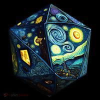 D20 Dice Art Van Gogh Starry Night Cool Realistic D20 Dice Bucket Hat thumb 4