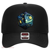 D20 Dice Art Van Gogh Starry Night Cool Realistic D20 Dice Hat thumb 0