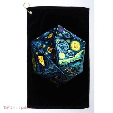 D20 Dice Art Van Gogh Starry Night Cool Realistic D20 Dice Golf Towel