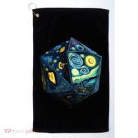 D20 Dice Art Van Gogh Starry Night Cool Realistic D20 Dice Golf Towel thumb 0