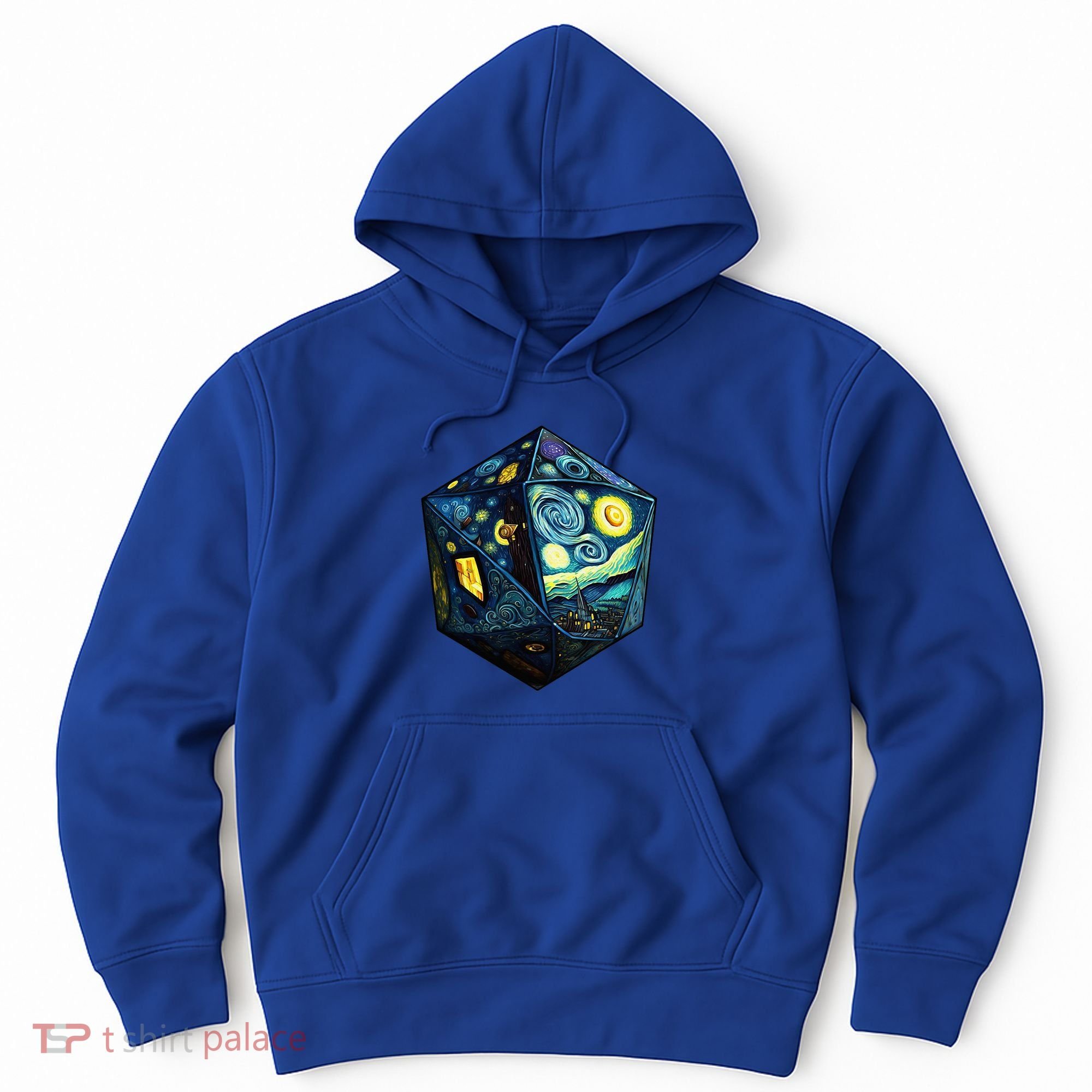 D20 Dice Art Van Gogh Starry Night Cool Realistic D20 Dice Hoodie
