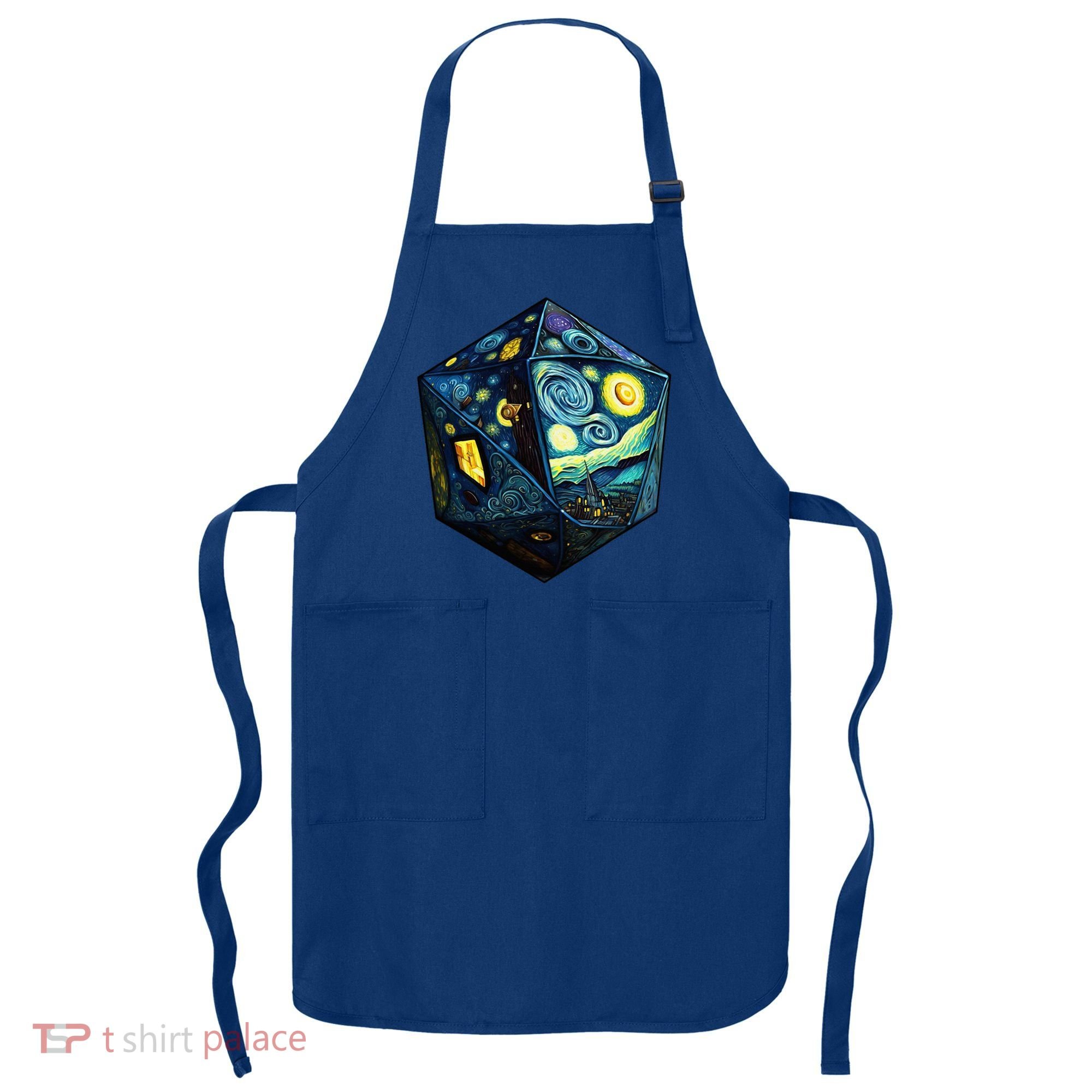 D20 Dice Art Van Gogh Starry Night Cool Realistic D20 Dice Apron