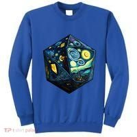 D20 Dice Art Van Gogh Starry Night Cool Realistic D20 Dice Sweatshirt thumb 0