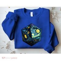 D20 Dice Art Van Gogh Starry Night Cool Realistic D20 Dice Sweatshirt thumb 2