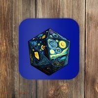 D20 Dice Art Van Gogh Starry Night Cool Realistic D20 Dice Coaster thumb 0