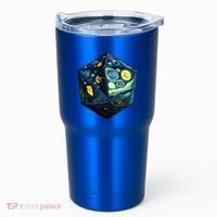 D20 Dice Art Van Gogh Starry Night Cool Realistic D20 Dice Tumbler thumb 0