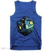 D20 Dice Art Van Gogh Starry Night Cool Realistic D20 Dice Tank Top thumb 0
