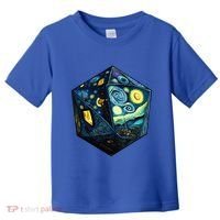 D20 Dice Art Van Gogh Starry Night Cool Realistic D20 Dice Toddler T-Shirt thumb 0