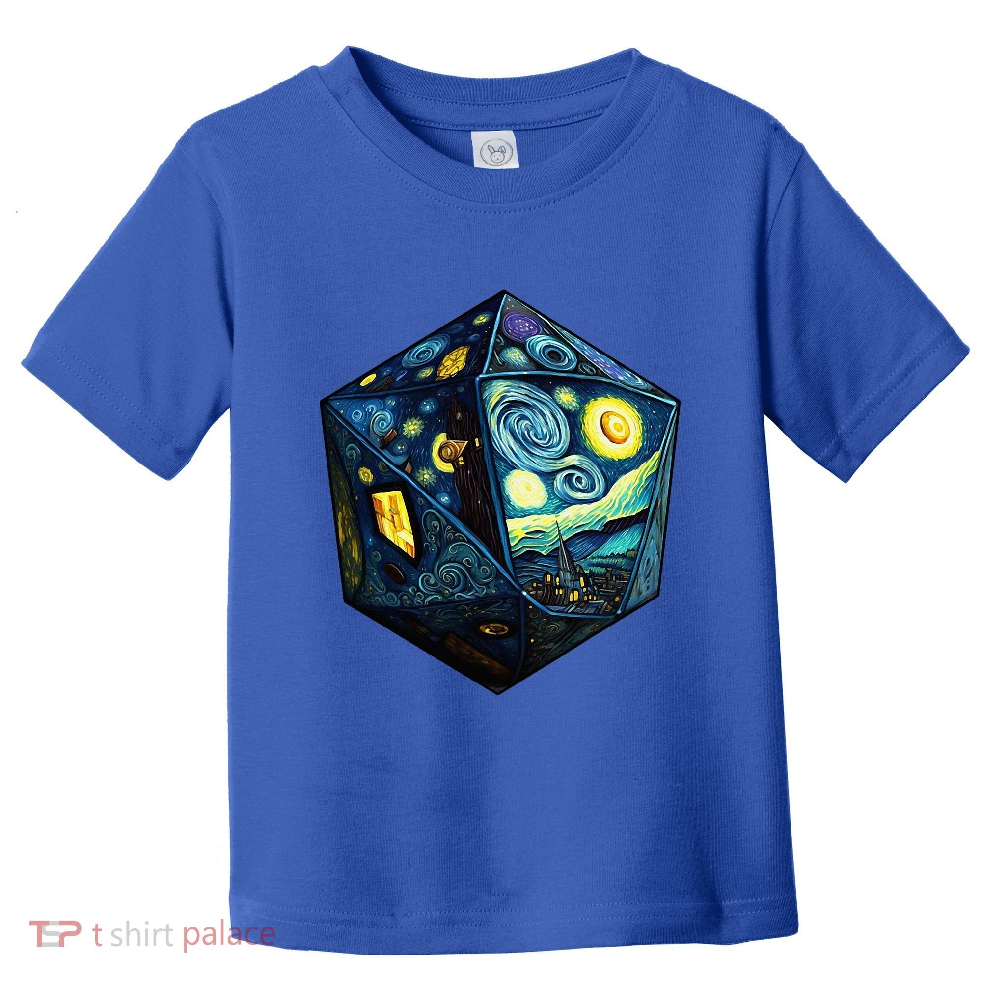 D20 Dice Art Van Gogh Starry Night Cool Realistic D20 Dice Toddler T-Shirt