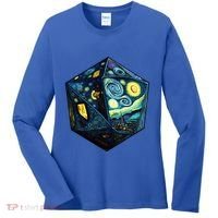 D20 Dice Art Van Gogh Starry Night Cool Realistic D20 Dice Women's Long Sleeve Shirt thumb 0