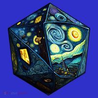 D20 Dice Art Van Gogh Starry Night Cool Realistic D20 Dice Women's Long Sleeve Shirt thumb 2
