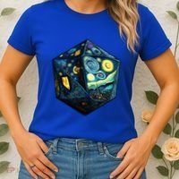 D20 Dice Art Van Gogh Starry Night Cool Realistic D20 Dice Women's T-Shirt thumb 2