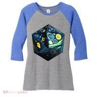 D20 Dice Art Van Gogh Starry Night Cool Realistic D20 Dice Women's Tri-Blend 3/4-Sleeve Raglan Shirt thumb 0