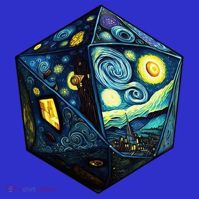 D20 Dice Art Van Gogh Starry Night Cool Realistic D20 Dice Women's Tri-Blend 3/4-Sleeve Raglan Shirt
