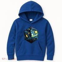 D20 Dice Art Van Gogh Starry Night Cool Realistic D20 Dice Kids Hoodie thumb 0