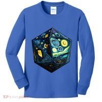 D20 Dice Art Van Gogh Starry Night Cool Realistic D20 Dice Kids Long Sleeve Shirt thumb 0