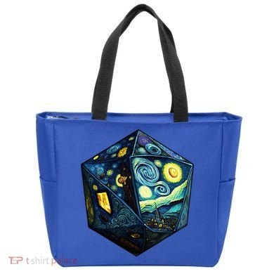 D20 Dice Art Van Gogh Starry Night Cool Realistic D20 Dice Tote Bag