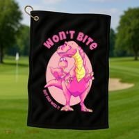 Dinosaur Dino And Daddysaurus Trex Funny Gift Golf Towel thumb 1