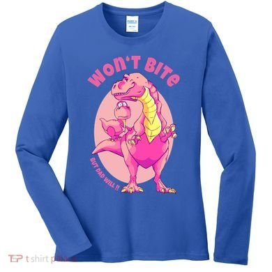 Dinosaur Dino And Daddysaurus Trex Funny Gift Women's Long Sleeve Shirt