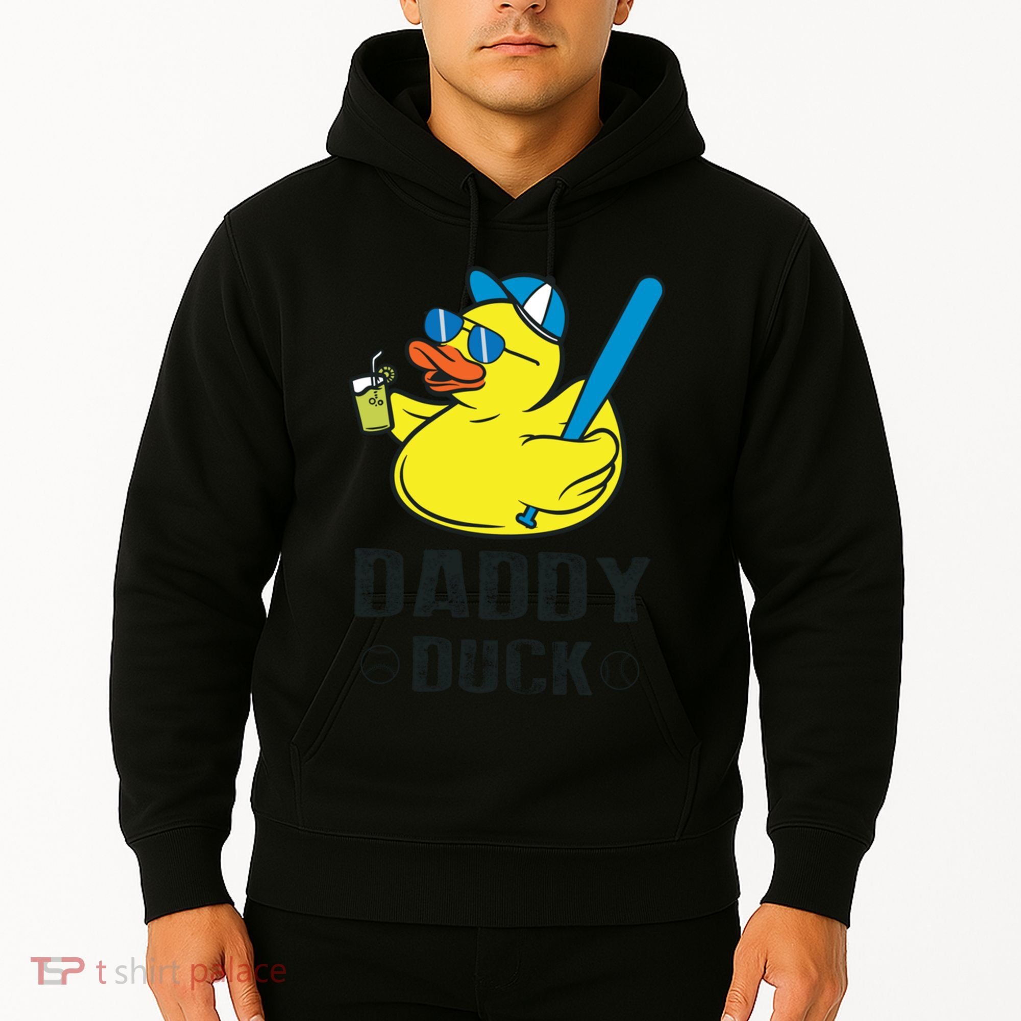 Daddy Duck Baseball Dad Rubber Duck Gift Hoodie