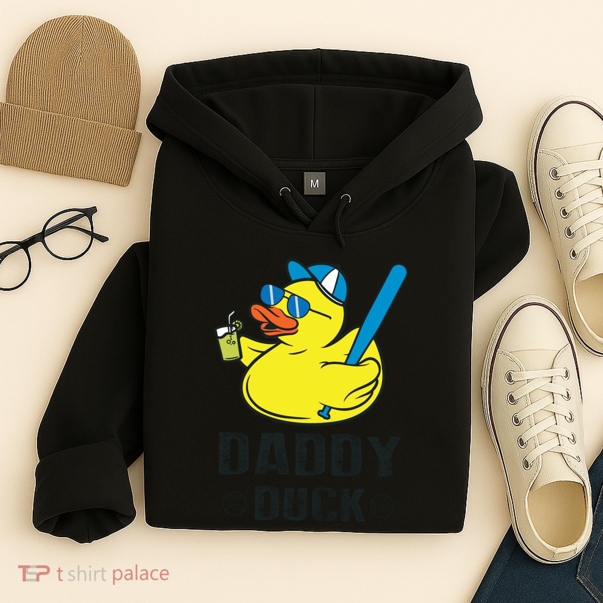 Daddy Duck Baseball Dad Rubber Duck Gift Hoodie