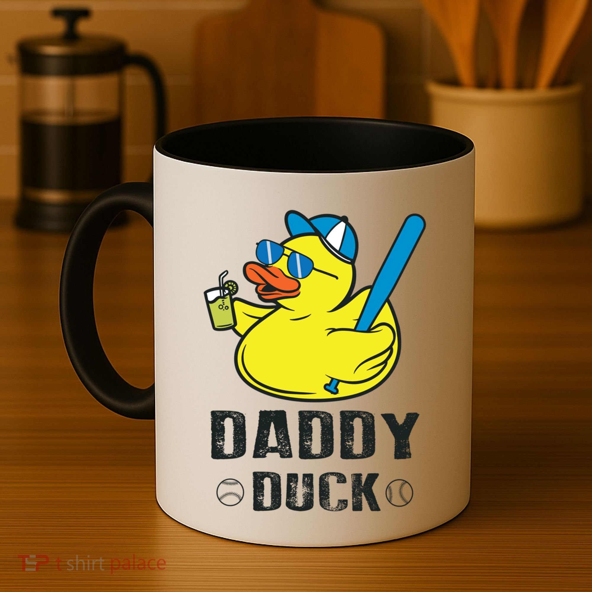 Daddy Duck Baseball Dad Rubber Duck Gift Coffee Mug