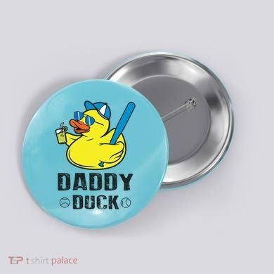 Daddy Duck Baseball Dad Rubber Duck Gift Button