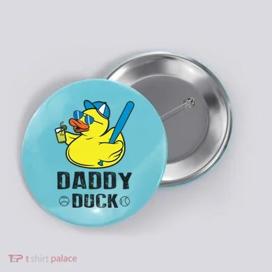 Daddy Duck Baseball Dad Rubber Duck Gift Button