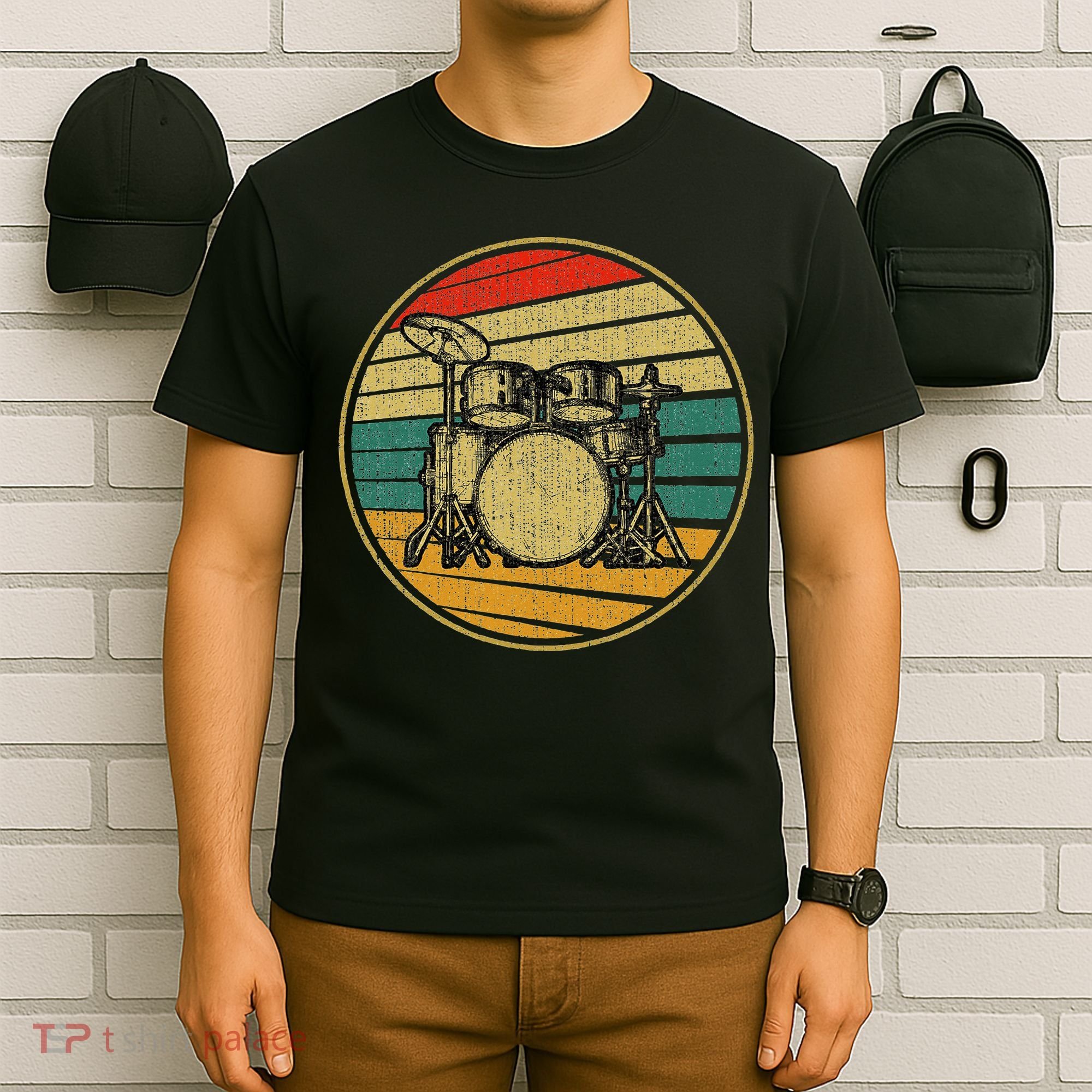 Drums Drummer Band Drumset Retro Vintage Drum Set 70s 80s T-Shirt