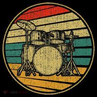 Drums Drummer Band Drumset Retro Vintage Drum Set 70s 80s T-Shirt thumb 7