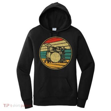 Drums Drummer Band Drumset Retro Vintage Drum Set 70s 80s Women's Hoodie