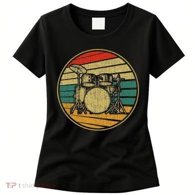 Drums Drummer Band Drumset Retro Vintage Drum Set 70s 80s Women's T-Shirt