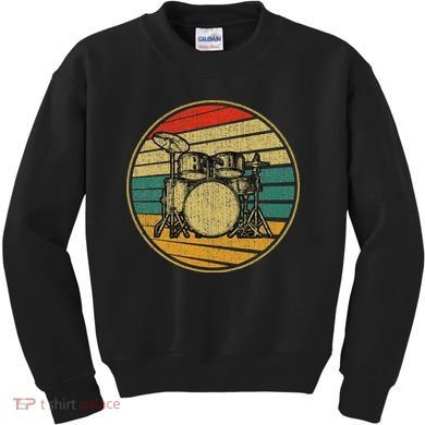 Drums Drummer Band Drumset Retro Vintage Drum Set 70s 80s Kids Sweatshirt