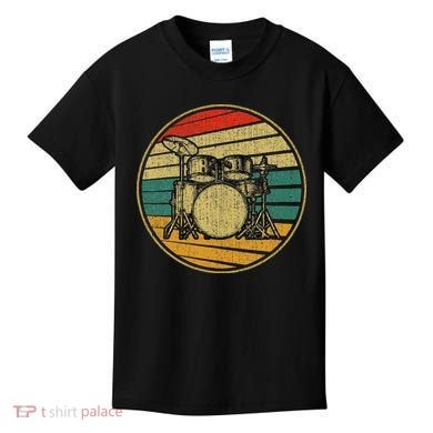 Drums Drummer Band Drumset Retro Vintage Drum Set 70s 80s Kids T-Shirt