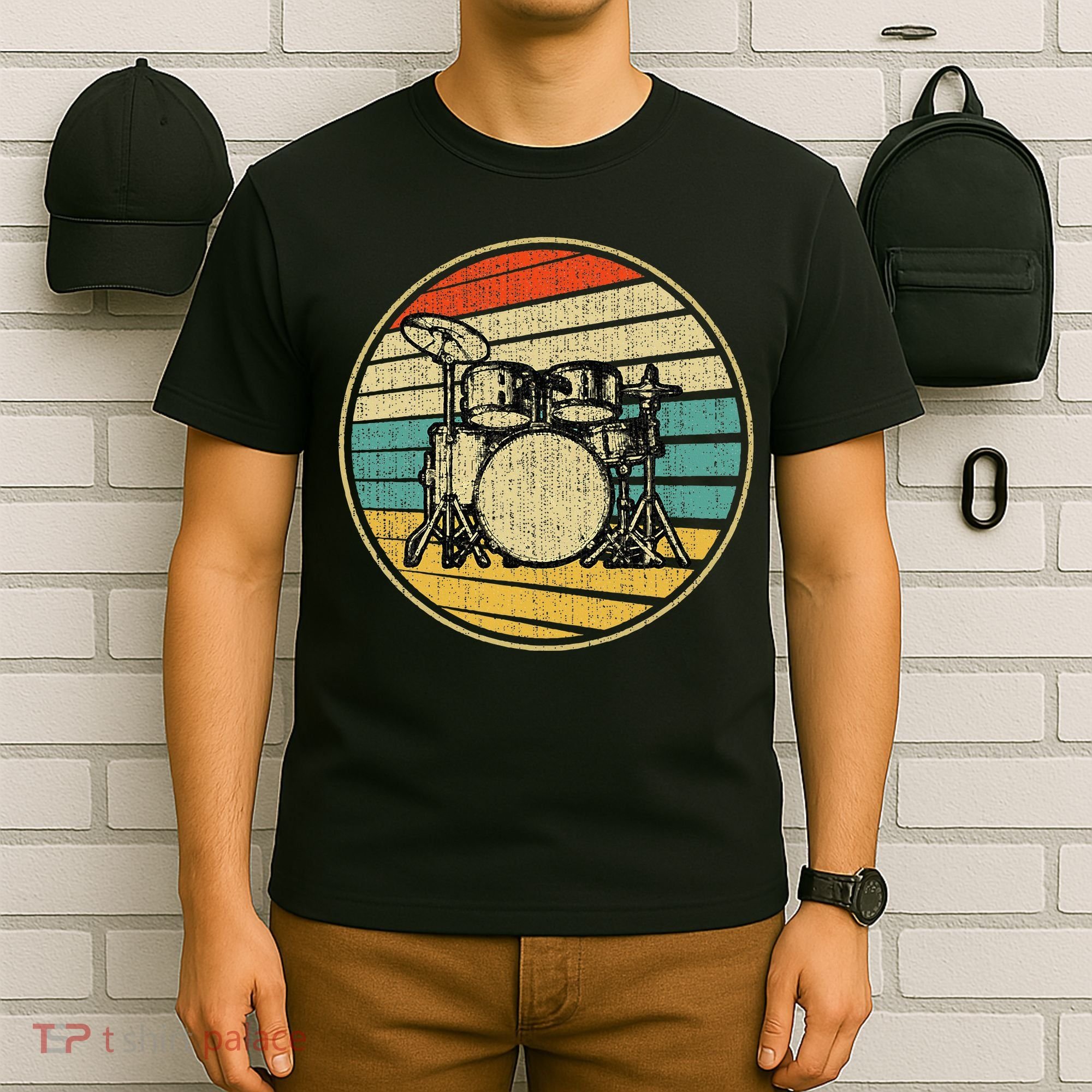 Drums Drummer Band Drumset Retro Vintage Drum Set 70s 80s T-Shirt
