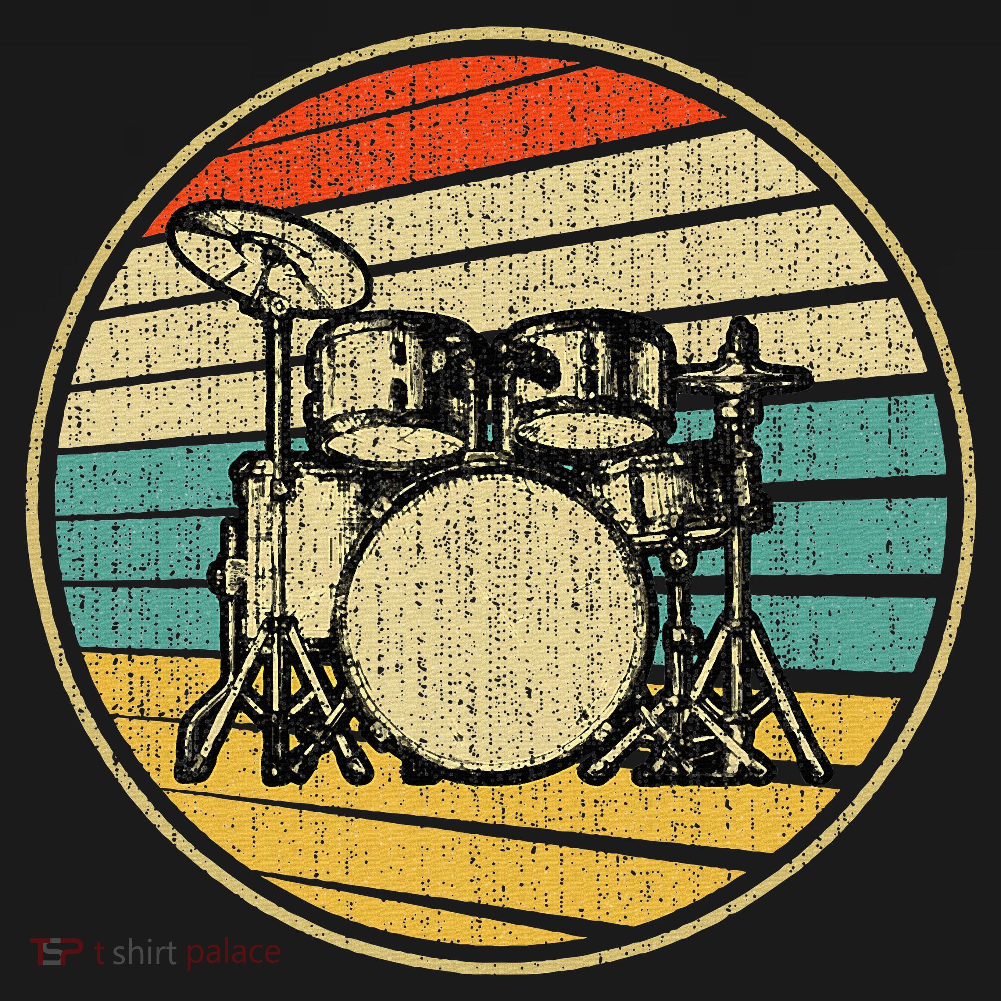Drums Drummer Band Drumset Retro Vintage Drum Set 70s 80s T-Shirt