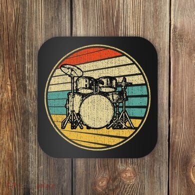 Drums Drummer Band Drumset Retro Vintage Drum Set 70s 80s Coaster
