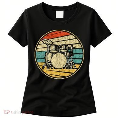 Drums Drummer Band Drumset Retro Vintage Drum Set 70s 80s Women's T-Shirt