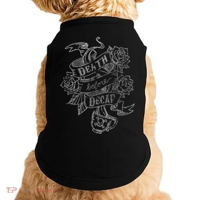 Distressed Death Before Decaf (Coffee) Doggie Tank