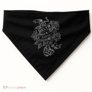 Distressed Death Before Decaf (Coffee) USA-Made Doggie Bandana