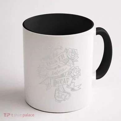 Distressed Death Before Decaf (Coffee) Coffee Mug back